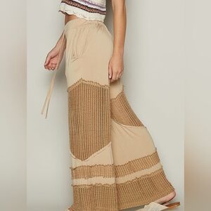 Q2 The Courtney Women's Tan and Brown Wide-Leg Pants
